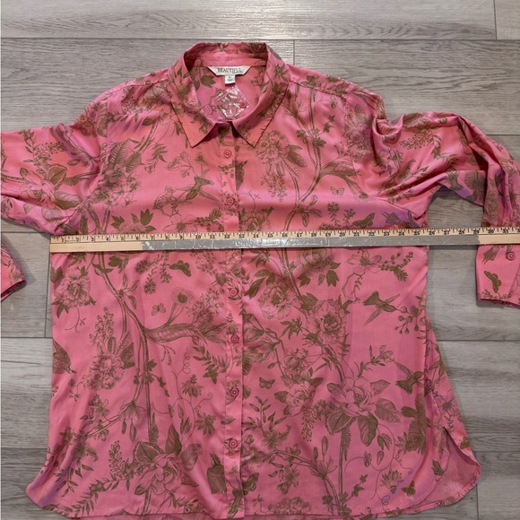 NWT BEAUTIFUL Lawrence Zarian Tunic Top XL Hummingbird Butterfly Pink Green QVC - Picture 14 of 15